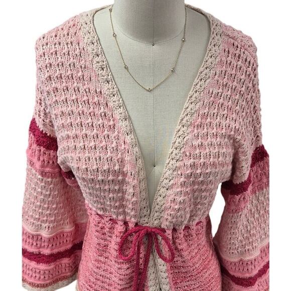 Sundance Free In Spirit Open Front Cardigan Knit Pink Sz S - Picture 4 of 9